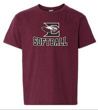 Load image into Gallery viewer, Youth tee with Eagleville Softball logo