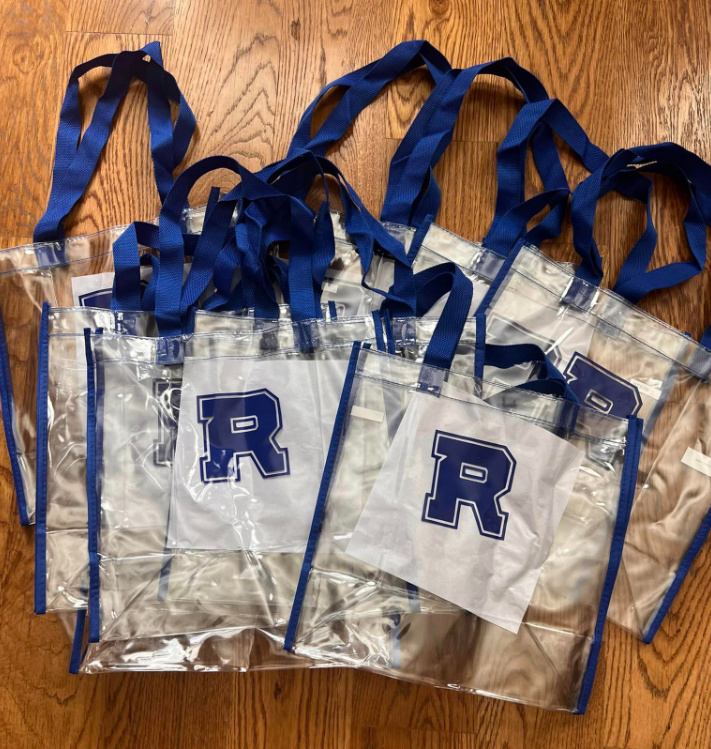 Clear tote bags with custom school logo