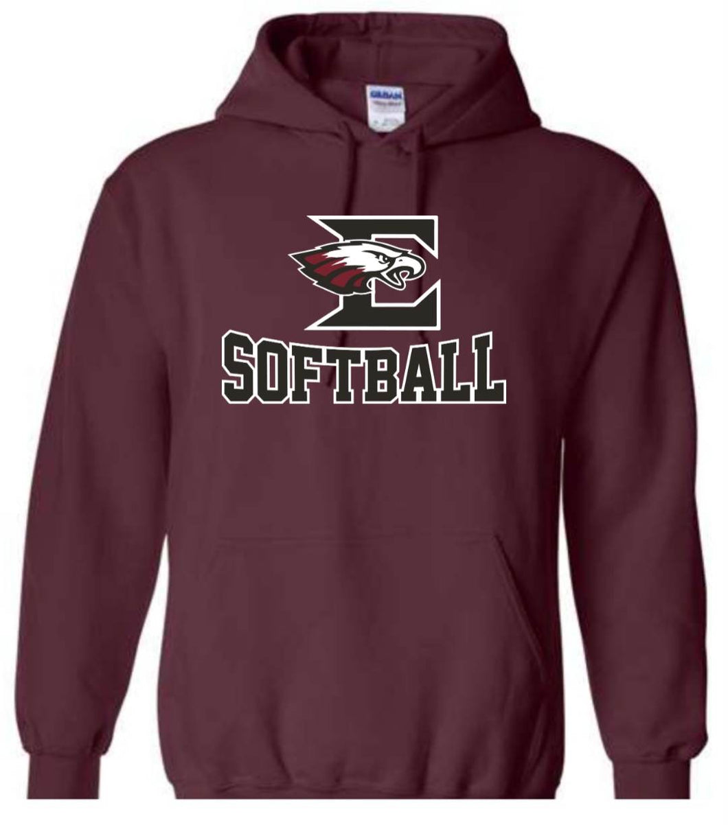 Hoodie with Eagleville Softball logo