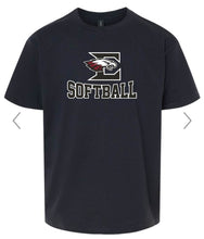 Load image into Gallery viewer, Youth tee with Eagleville Softball logo
