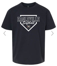 Load image into Gallery viewer, Youth tee with Eagleville Softball Diamond logo
