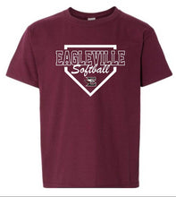 Load image into Gallery viewer, Youth tee with Eagleville Softball Diamond logo
