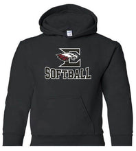 Load image into Gallery viewer, Youth Hoodie with Eagleville Softball logo
