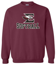 Load image into Gallery viewer, Crewneck Sweatshirt with Eagleville Softball logo
