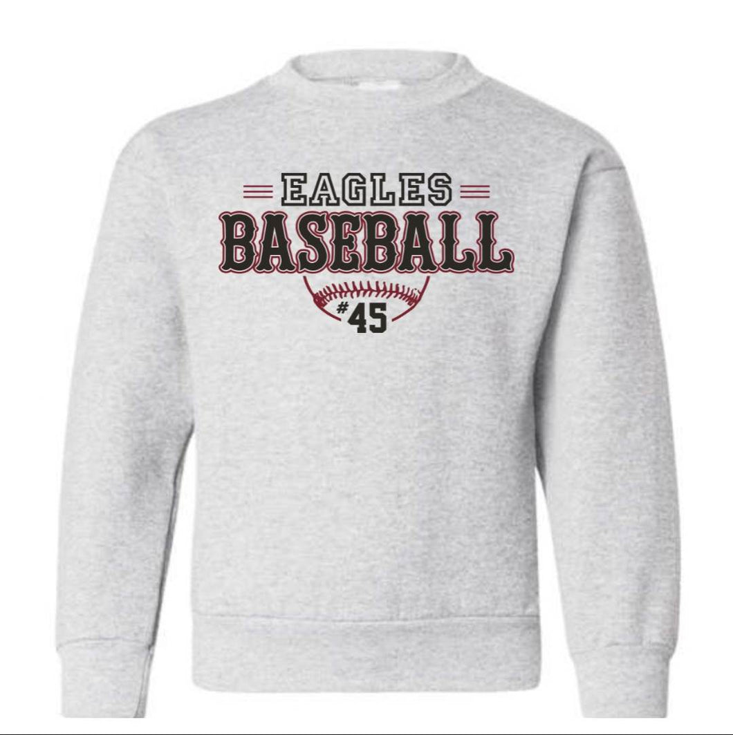 Gildan - Crewneck Sweatshirt with sublimated Eagleville Baseball logo & customizable player number